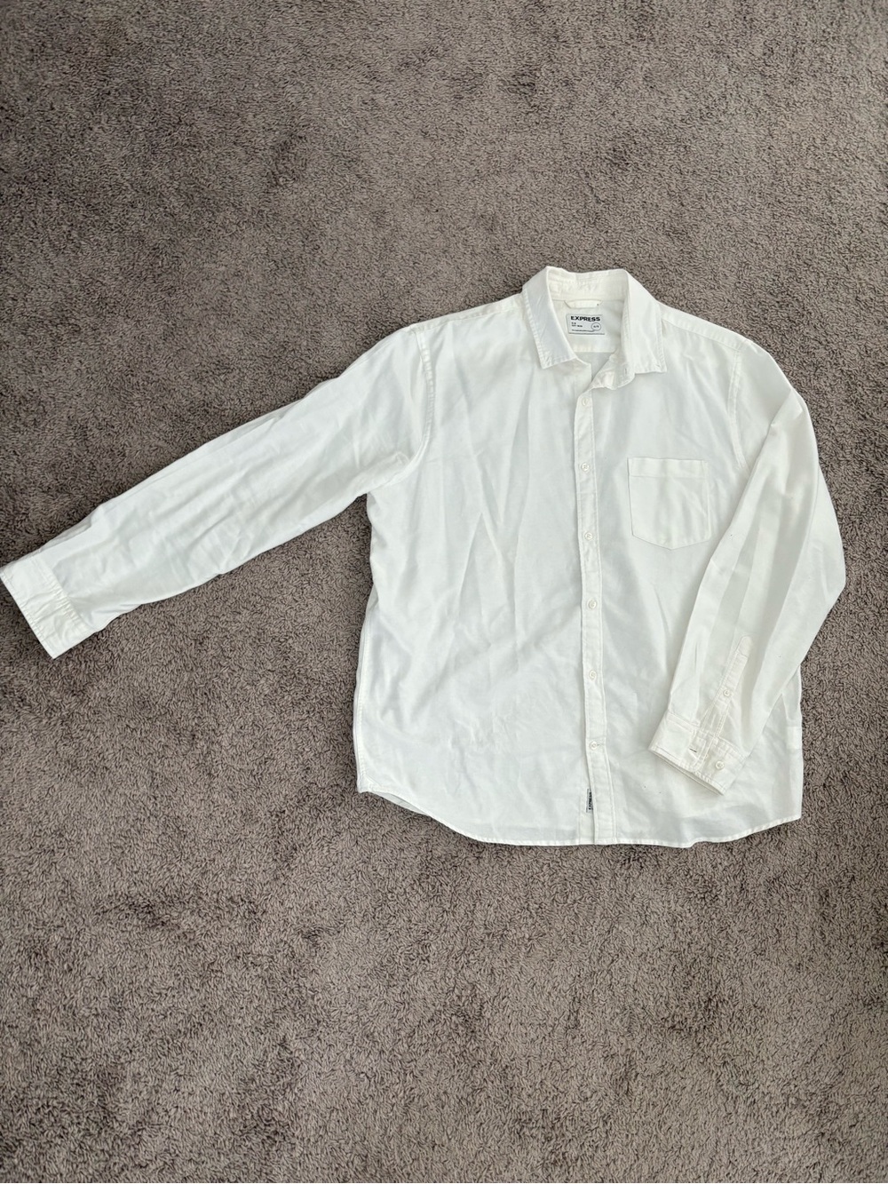 Express Men's White Long-Sleeve Button-Down Shirt